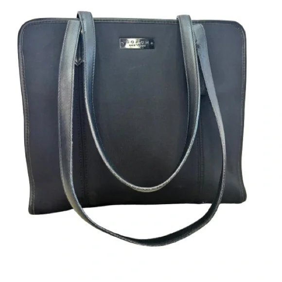 Authentic Coach Black Neoprene Tote Leather Trim Work Laptop Bag Y2K RARE - Picture 2 of 15